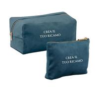 MAYRA Pochette, Borsello Personalizzabile in Velluto | Trousse da Viaggio, Bustina Multiuso, Beauty Case per Trucchi | Personalizzato con Ricamo Nome, Monogramma | Idea Regalo (Navy, Small)