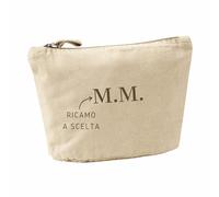 MAYRA Pochette, Organizer Personalizzabile in Cotone Canvas | Trousse Donna, Borsello Multiuso, Beauty Case per Trucchi | Personalizzato con Ricamo Nome Cifra (Naturale, Medium)