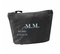 MAYRA Pochette, Organizer Personalizzabile in Cotone Canvas | Trousse Donna, Borsello Multiuso, Beauty Case per Trucchi | Personalizzato con Ricamo Nome Cifra (Nero, Medium)