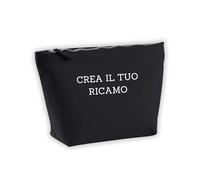 MAYRA Pochette, Organizer Personalizzabile in Cotone Canvas | Trousse per Neonati, Borsello da Viaggio, Bustina Asilo, Beauty Case per Trucchi| Personalizzato con Ricamo Nome (Medium, Nero)