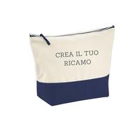 MAYRA Pochette, Organizer Personalizzabile in Cotone Canvas | Trousse per Neonati, Borsello da Viaggio, Bustina Asilo, Beauty Case per Trucchi| Personalizzato con Ricamo Nome (Navy, Medium)