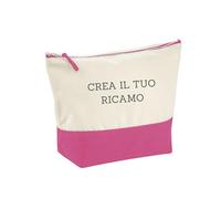 MAYRA Pochette, Organizer Personalizzabile in Cotone Canvas | Trousse per Neonati, Borsello da Viaggio, Bustina Asilo, Beauty Case per Trucchi| Personalizzato con Ricamo Nome (Large, Rosa)