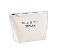 MAYRA Pochette, Organizer Personalizzabile in Cotone Canvas | Trousse per Neonati, Borsello da Viaggio, Bustina Asilo, Beauty Case per Trucchi| Personalizzato con Ricamo Nome (Small, Naturale)