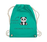MAYRA Sacca, Zaino Personalizzabile per Bimbo Bimba e Neonato in 100% Cotone | Sacchetto per Asilo Nido Scuola Materna Nascita | Personalizzato con Ricamo Animali e Nome | Idea Regalo (Verde)
