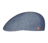 MAYSER Coppola in Lino Paddy Uomo - Made The EU Cappello Piatto con Visiera, Fodera Estate Primavera/Estate - 59 cm Blu