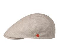 MAYSER Coppola in Lino Sidney Uomo - Made The EU Berretto Cappello Piatto con Visiera, Fodera Estate Primavera/Estate - 58 cm Beige