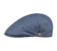 MAYSER Coppola in Lino Sidney Uomo - Made The EU Berretto Cappello Piatto con Visiera, Fodera Estate Primavera/Estate - 59 cm Blu