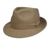 MAYSER Manuel Cappello Fedora Donna/Uomo - Made in The EU di Feltro Lana da Uomo con Nastro Grosgrain Inverno Estate/Inverno - 60 cm Beige Chiaro