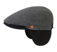 MAYSER Twotone Coppola con Paraorecchie Uomo - Made in The EU Beanie Lana Cappello Piatto Cuffia Pile Visiera, paraorecchie, Fodera, Fodera Inverno Autunno/Inverno - 60 cm Grigio