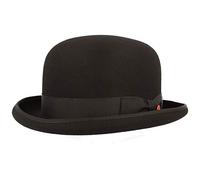 MAYSER Viril Cappello Bombetta Donna/Uomo - Made in The EU da Uomo Feltro di Lana con Nastro Grosgrain, pistagna Autunno/Inverno - 59 cm Nero