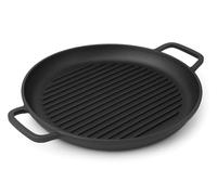 Maysternya Bistecchiera rotonda in ghisa - accessori per barbecue - cucina esterna - BBQ - arrosto - piastra - nero opaco (diametro 40 x 4 cm)