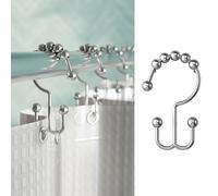 Maytex Anelli per tende, in metallo resistente alla ruggine, ganci a doppio rullo, per bagno, doccia, set di 12 pezzi
