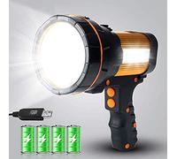 MAYTHANK Torcia LED Ultra Potente USB Ricaricabile Torcia Grande 4 Batteria 10000mah Super Brillante Alto 6000 Lumen Lunga Raggio per Famiglia Campeggio Emergenza