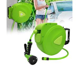 MAYTIIMO Tubo da giardino, 20 m, montaggio a parete, avvolgitubo girevole a 180°, connettore da 3/4", con giunto a sgancio rapido per giardino, irrigazione, garage