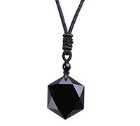 Mayting Collana con ciondolo a forma di stella a sei punte in ossidiana nera, per lui e per lei, per coppie fortunate, per uomo e donna