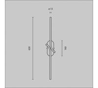 Maytoni Applique a LED RENAISSANCE, ottone/nero, altezza 63 cm, 2 luci. MOD256WL-L5BS3K3