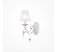 Applique Shabby Chic Grace Metallo Bianco 1 Luce Diffusore Bianco