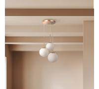 Lampadario Minimal Basic Form In Metallo Bianco E Oro 3 Luci E Diffusori Vetro [EEK: A++]