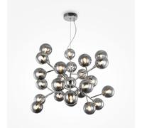 Lampadario Contemporaneo Dallas Metallo Cromo 24 Luci Diffusori Fumè