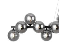 Lampadario Contemporaneo Dallas Metallo Nero 25 Luci Diffusori Vetro Nero Specchiato