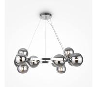 Lampadario Contemporaneo Dallas Metallo Cromo 11 Luci Diffusori Vetro Fumè