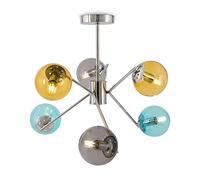MAYTONI DECORATIVE LIGHTING Moderno Lampadario Multicolore, 6 luci, in Metallo e Vetro Colorato, Paralumi Sfere, per 6 x E14 (non incl.)