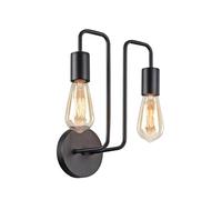 MAYTONI DECORATIVE LIGHTING Semplice Lampada da Parete, Applique due luci, Metallo nero, Design moderno industirale, forma geometrica, per 2 lampadine E27 60W non incl