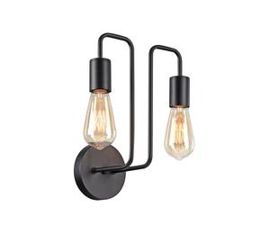 MAYTONI DECORATIVE LIGHTING Semplice Lampada da Parete, Applique due luci, Metallo nero, Design moderno industirale, forma geometrica, per 2 lampadine E27 60W non incl