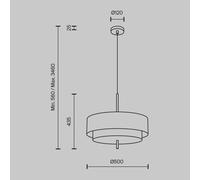Maytoni lampada a sospensione Bergamo, bianco/nero, Ø 50 cm, lino Maytoni