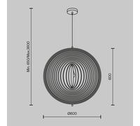 Maytoni lampada a sospensione Roots, forma sferica, Ø 60 cm, legno/nero Maytoni