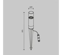 Maytoni Lampada con picchetto GLIDE, grafite, altezza 37 cm, IP54, G9 Maytoni