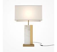 Lampada Da Tavolo Moderno Bianco Metallo Ottone Paralume Tessuto Luce E27 60W [EEK: A++]