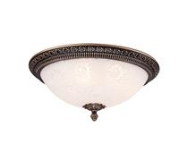 Plafoniera Contemporanea Pascal Metallo Bronzo 3 Luci Diffusori Vetro