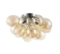 Plafoniera Contemporanea Baldo Metallo Nichel 4 Luci Diffusori Cognac