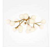 Plafoniera Contemporanea Dallas Metallo Oro 20 Luci Diffusori Cognac