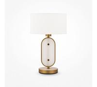 Lampada Da Tavolo Moderna Marmo Metallo Oro Paralume Tessuto 1 Luce E27 40W