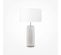 Lampada Da Tavolo Moderno Muse Metallo Cromo Paralume Tessuto 1 Luce E27 60W