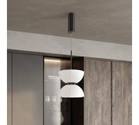 Maytoni lampada LED a sospensione Kyoto, nero/bianco, Ø 22 cm, vetro Maytoni