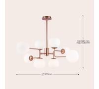 Maytoni lampadario Erich, ottone rosé, vetro/metallo a 8 luci MOD221-PL-08-G