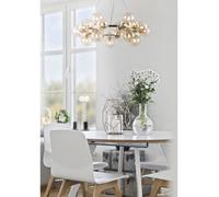 Lampadario Contemporaneo Dallas Metallo Oro 25 Luci Diffusori Ambra