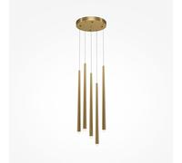 Maytoni Lampadario moderno a led con 5 pendenti tubolari Cascade Ottone 30W Lume