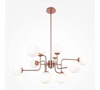 Lampadario Sospensione Erich In Metallo Oro Rosa 12 Luci E Diffusori Bianchi