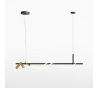 Maytoni Lampadario moderno in alluminio con diffusore lineare a led e 2 faretti