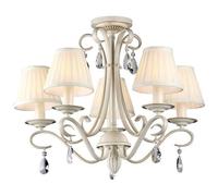 MAYTONI - Lampadario Shabby Chic Brionia Metallo Beige 5 Luci Diffusori Vetro Bianchi