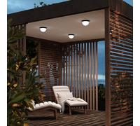 Maytoni Plafoniera LED da esterni Mon, grafite, Ø 18 cm, IP65, 3.000K Maytoni