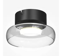 Maytoni Plafoniera LED FLOAT, trasparente/nera, Ø 20 cm, vetro/metallo Maytoni