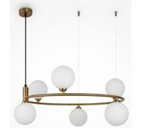 Lampadario Contemporaneo Ring Struttura E Rosone Metallo Ottone 6 Luci