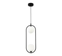 MAYTONI RING lampadario a sospensione - lampada a sospensione moderna e regolabile (max. 25 W) - lampadario da soffitto elegante per soggiorno, cucina o camera da letto - in vetro bianco e nero