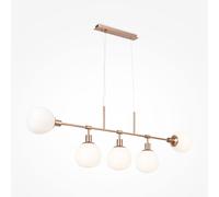 Lampadario Sospensione Erich Metallo Oro Rosa 5 Luci E Diffusori Bianchi