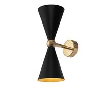 Applique Contemporanea Vesper Struttura E Diffusori In Metallo Nero E Oro 2 Luci